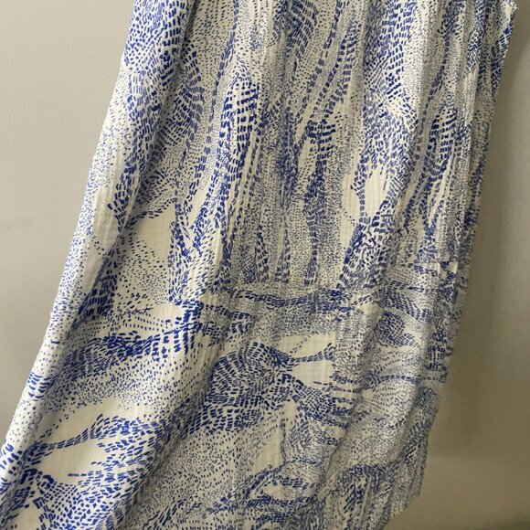 Refashioned Plus Size Upcycled 100% Cotton White Blue Double Gauze Strap Dress - Picture 12 of 13